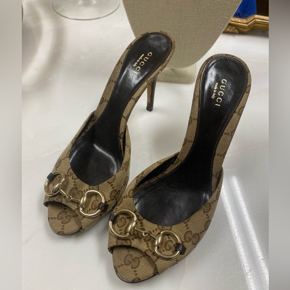Gucci Horsebit Open Toe Heel Sandals